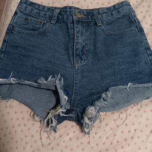 Casual Blue Distressed Jean Shorts Size Small